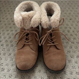 Skechers Camel Suede Faux Fur Boots